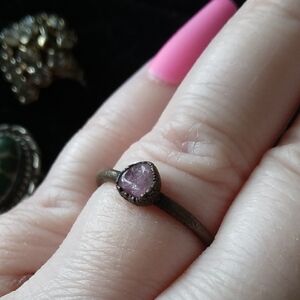 Handmade Pink Tourmaline and Copper Ring
